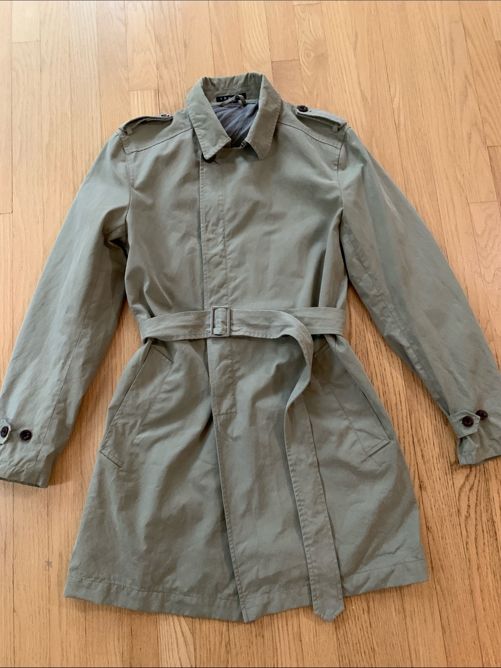 Theory Brennan Women’s Belted Trench Coat Khaki Tan Medium Classic Fall Neutral